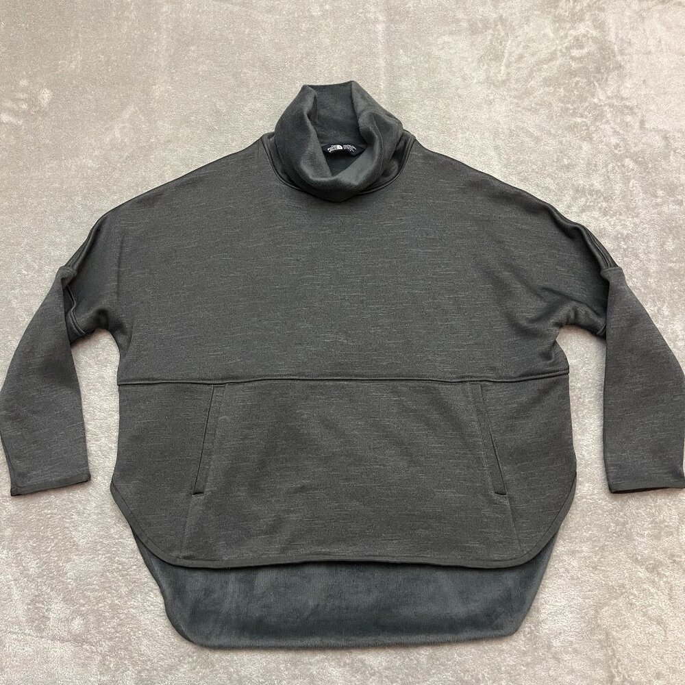 The North Face Cozy Slacker Poncho Gray Funnel High Neck Pullover Women Size XS